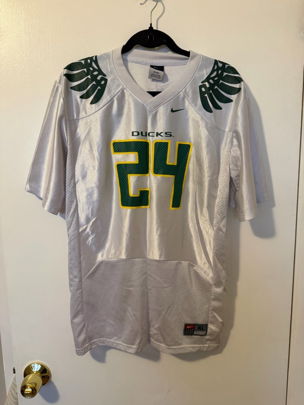 Nike White Football Jersey with Green and Yellow Accents